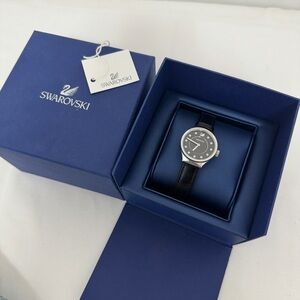 Swarovski Dreamy 11 Crystals Markers Leather Black Women Watch 5199931